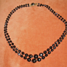 Collier ancien double rang, sautoir perles de jais