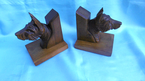 Serre livres chiens bois - chiens, en