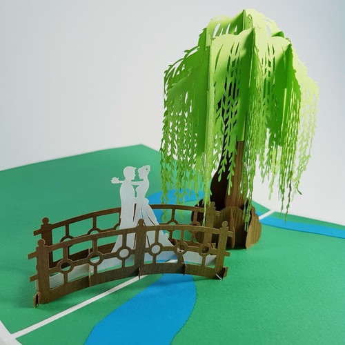 Carte voeux pop - pop-up, saule