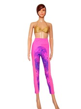 Leggings d'aérobic | Justaucorps en lycra rose et violet Vintage 80s 