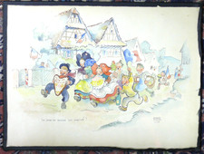 DORETTE MULLER - AQUARELLE EPOQUE 1944 - LE JOUR DE GLOIRE EST ARRIVE - EN BE