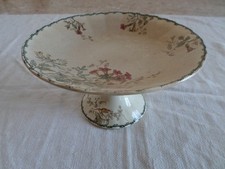 Ancien Coupe à fruits sur pied faïence terre de fer polychrome Choisy Le Roi