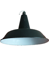 Lampe gamelle d'atelier émaillée Mazda émail noir / VINTAGE /ATELIER/INDUSTRIEL