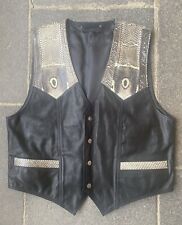 Gilet en cuir avec cobra - cuir de serpent - motard - pièce unique des États-Unis