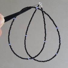 collier raffiné en pierre précieuse spinelle noire tanzanite argent 925 