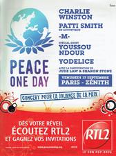 Publicité Advertising 0825  2010    RTL 2 radio Peace one Day  paris Zenith