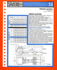 SAVIEM RENAULT / S6 / CHASSIS PORTEUR / FICHE TECHNIQUE de 1966