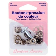 6 Bouton-pression ronds noir