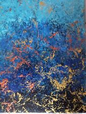 Tableau abstrait de Ronan Martin " bord de mer à Tahiti" 50x60 