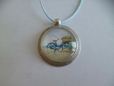 collier argent cabochon vélo