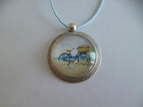 Collier argent cabochon - collier, vélo