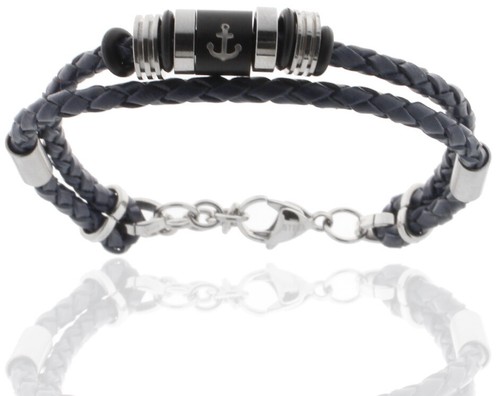 Cuir bleu foncé bracelet pour - foncé,