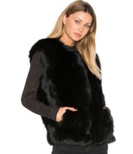 EAVES Helen Black Fox Fur Vest | Size M/L | Excellent Condition