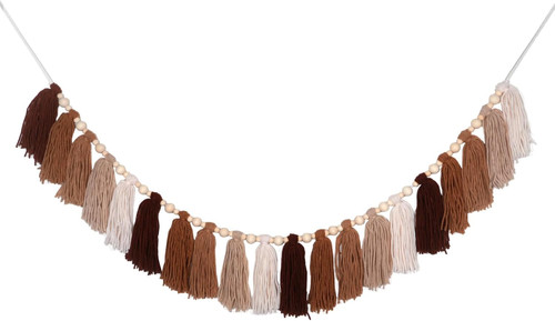 Brown boho yarn tassel - brown,