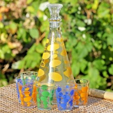 Carafe à liqueur vintage avec 6 verres