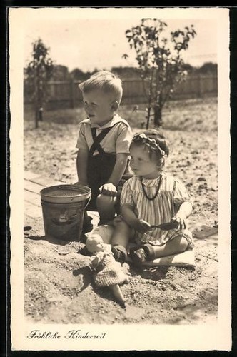 Carte postale couple enfants - carte, d'enfants