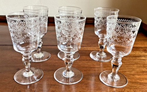 Baccarat lot 6 engraved - of,