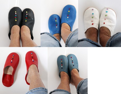 Babouches cuir marocain - babouches, en