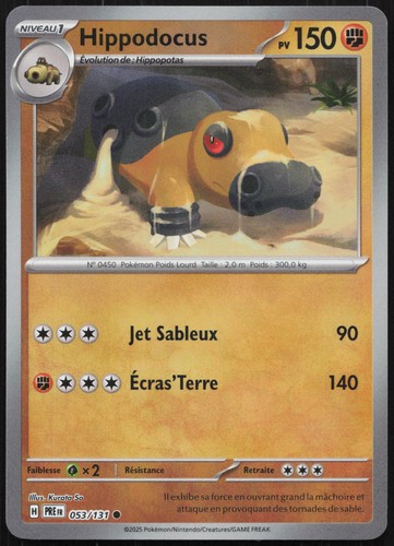 Carte pokémon hippodocus - carte,
