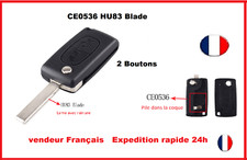 Coque Clé Plip compatible Peugeot 107 207 307 308 407 2 bouton CE0536 lame HU83