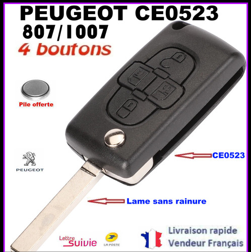 Cle plip coque peugeot 807 - cle,