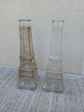 Paire de grandes large Bouteilles à sujet Legras la Tour Eiffel 1900 Art Nouveau