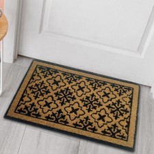 Tapis de Propreté en coco, Paillasson durable & écologique, ornements en noir