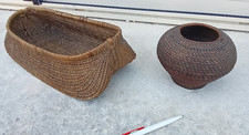 Vannerie ancienne Asiatique: 2 récipients anciens Thaïlande (?)  Asie du Sud Est