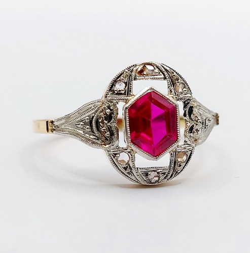 Bague art deco 18k rubis - art,
