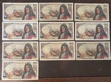 Liasse de 10 billets Banque de France 50 Francs Racine 1963-76