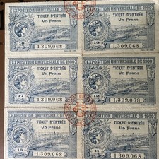 6 Tickets Entrée Exposition Universelle 1900