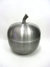 Seau, bac à glaçons vintage en aluminium brossé " Pomme " (Made in Italy)
