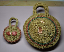 RARE 2 Anciens paniers/sacs à main en paille un grand et un petit