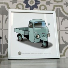 Poster Lambretta Lambro triporteur bleu gris vintage