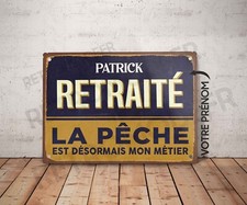 Plaque métal vintage pêche