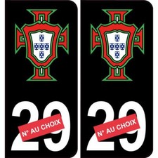 FPF Portugal numéro au choix fond noir sticker autocollant plaque immatriculatio