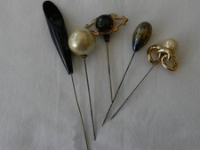 Lot de 5 épingles à chapeau anciennes.