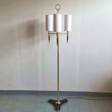 LAMPADAIRE VINTAGE 1950 MAISON ARLUS EN LAITON & BOIS VERNIS 50S RETRO ANNEES 50