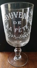 Cristal Verre Vase Mariage Souvenir De La Fête XIX Ème 21 Cm ht Gravé . Ciseaux 