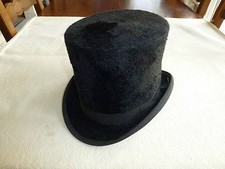 ANCIEN CHAPEAU HAUT DE FORME SATINE DES ANNEES 1900