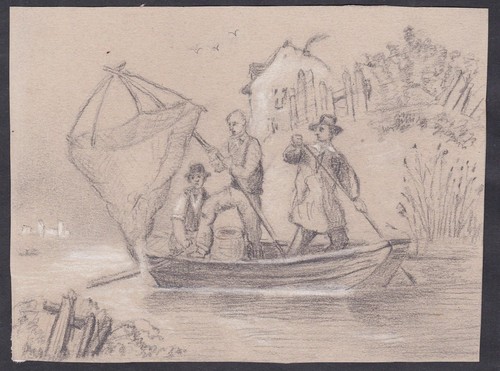 Pêcheur dessin 19e siècle - dessin,