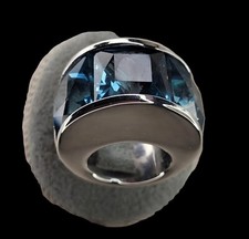 VINTAGE PIANEGONDA enorme bague 3 topaze taille princessse argent  signé