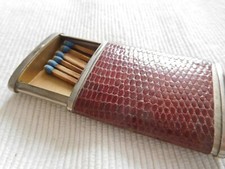 PORTE ALLUMETTES ANCIEN PYROGENE ALLUMETTE METAL ARGENTE PEAU SERPENT BT3 LOT