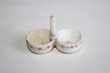 Ancien salerons dinette de poupée faïence de Gien décor Colin Maillard, h. 3.2cm