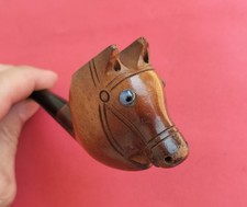 Ancienne pipe sculptée Tête De Cheval Non Fumée 