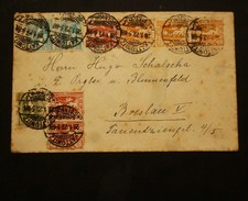 Upper Silesia stamp cover 1922 Kattowitz/Breslau