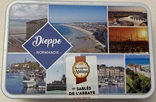 Boîte à sucre ou biscuit rectangulaire en métal "Dieppe" Normandie