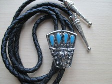 Bolotie, cravate américaine, bleu, buffle, western country.