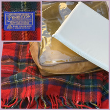 Vtg Pendleton Robe en Un Sac Laine Plaid Écossais Stade Couverture 70x50 W /