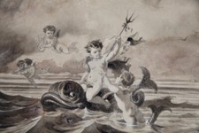 XIXe 1864 Dessin au Lavis